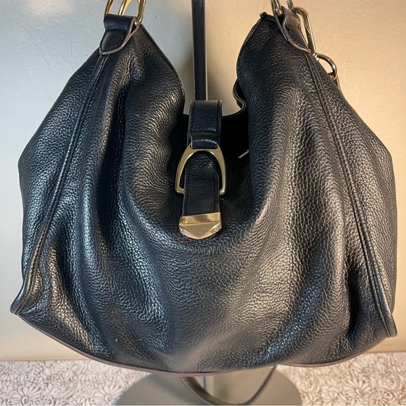 G.I.L.I. Black Leather Roma Satchel with  Gold-tone Hardware - Picture 2 of 13
